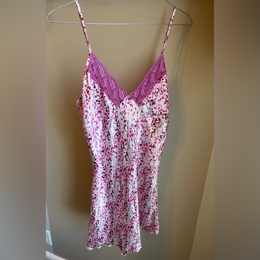 Vintage 90s Bed Of Roses Floral Slip Dress Size Medium Pink/Purple